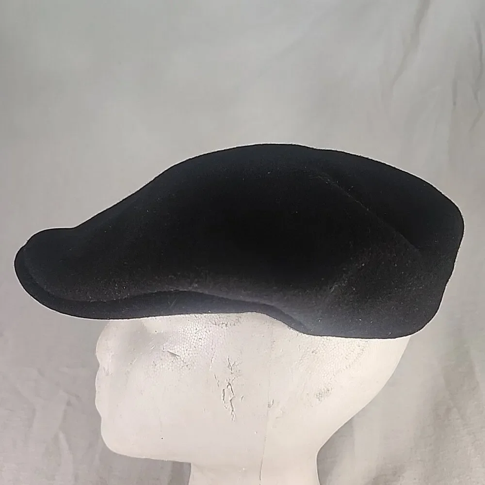 Newsboy Cap Kangol Blue 504 Wool CAO1474 Black RN# 68438 Size XXL Vintage